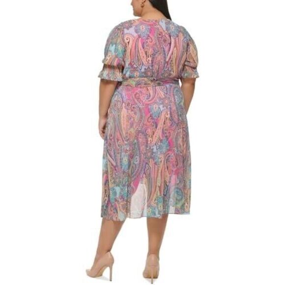 Tommy Hilfiger Women's Plus Daytime MIDI Fit & Flare, Dress Pink, Size 20W - Picture 1 of 2